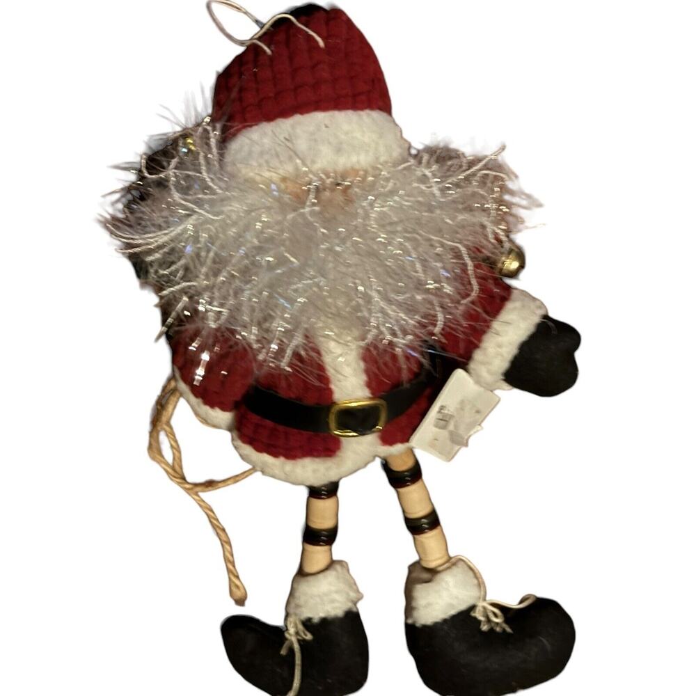 Santa Clause Ornament Decor Glittery Beard Button Legs Holiday Party Festivities
